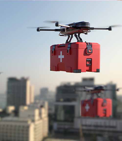 drones delivering medical kits