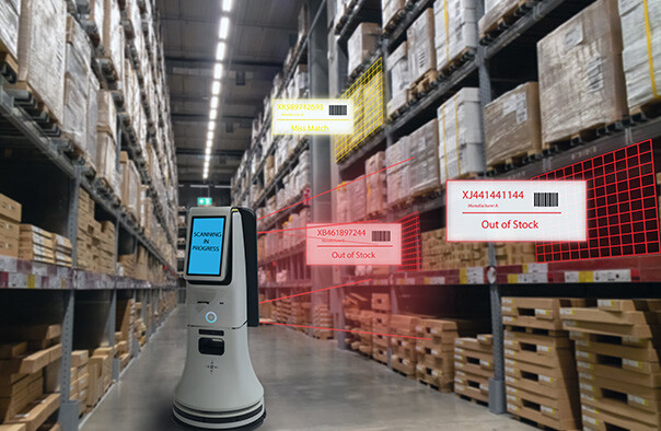 Robot checking warehouse stock