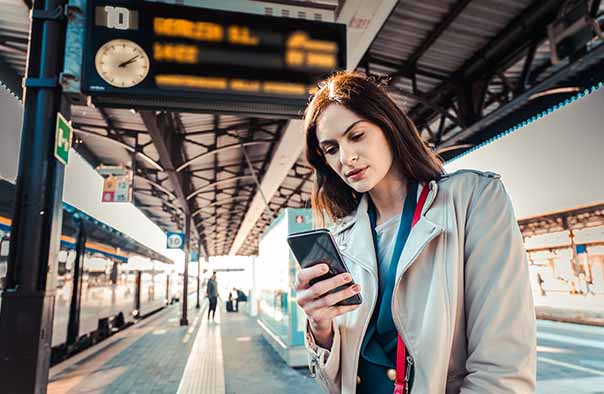 woman on train platform